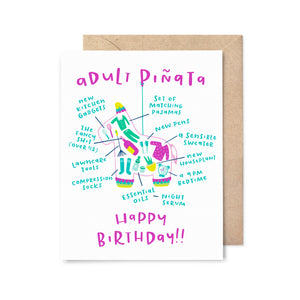 Adult Piñata Birthday Card