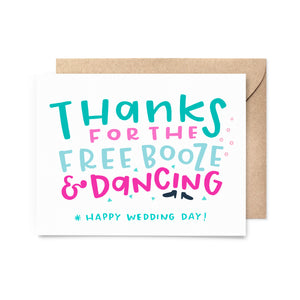 Free Booze & Dancing Wedding Card
