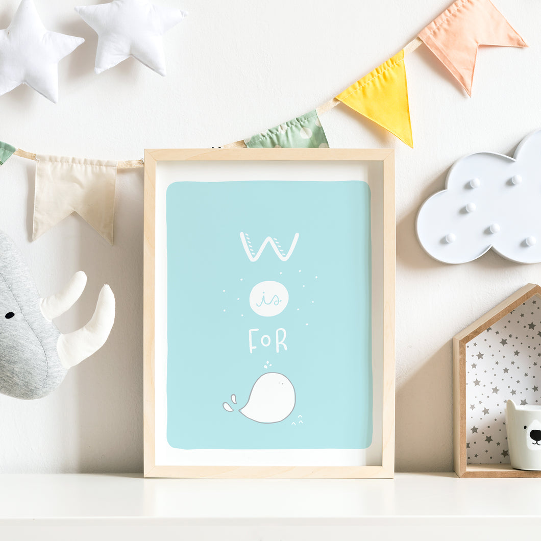 W is for Whale Nursery Print